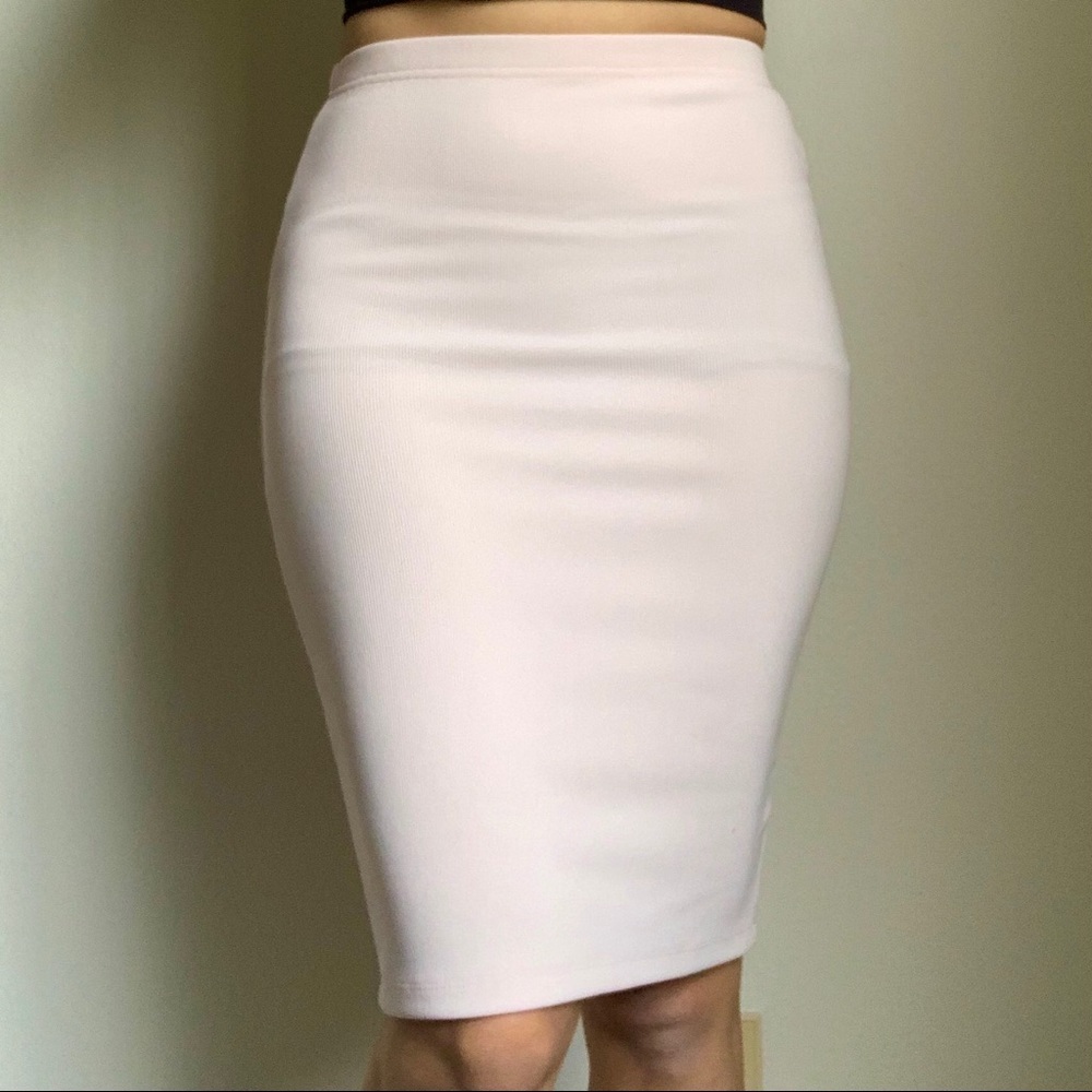 Light Pink Pencil Midi Skirt